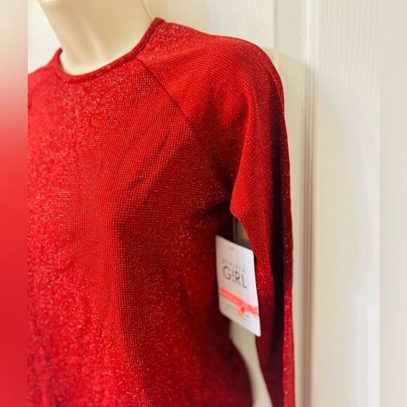 NWT Athleta Girl Red Power Up Shimmer Top! - Picture 7 of 8